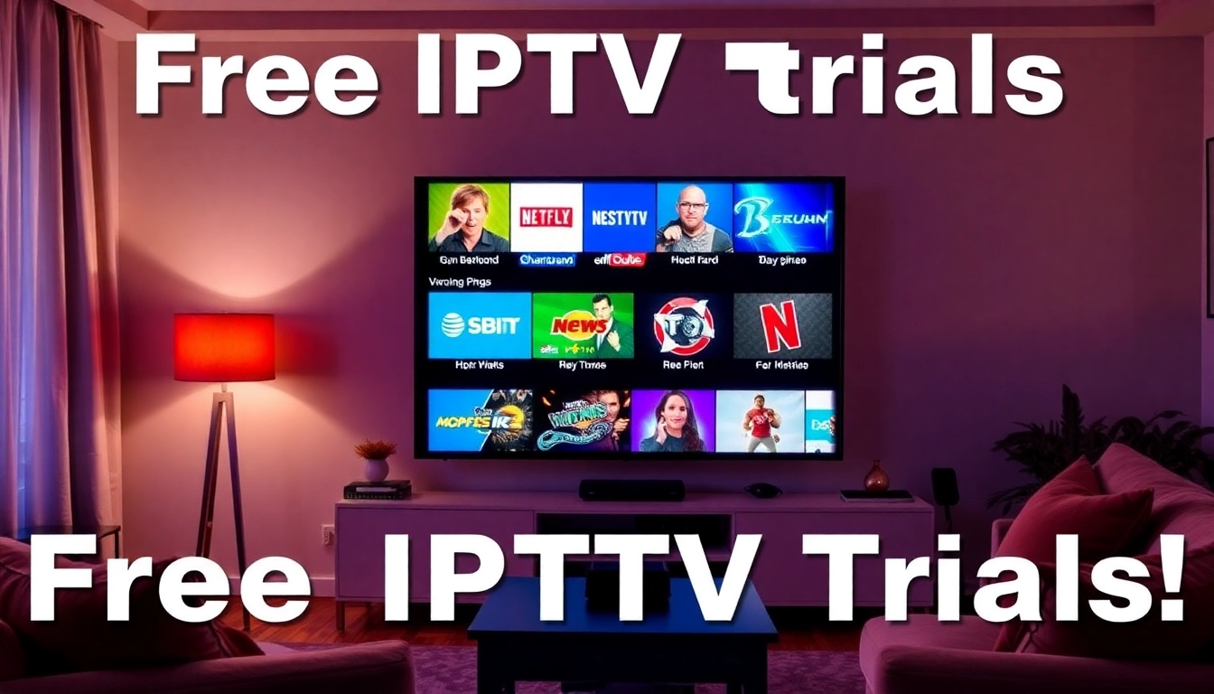 Experience a free IPTV trial with a friendly living room ambiance showcasing diverse channels.