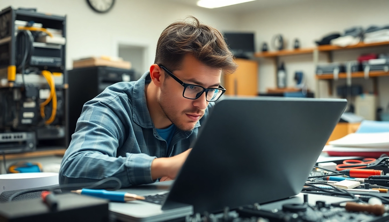 Intervento di riparazione computer settimo torinese con un tecnico esperto a lavoro.