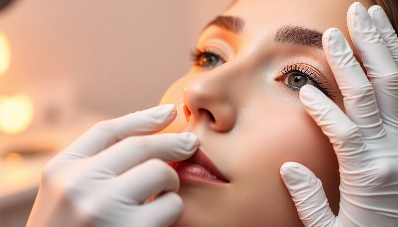 Fachärzte führen eine Behandlung mit Botulinumtoxin durch, um Falten sanft zu glätten.