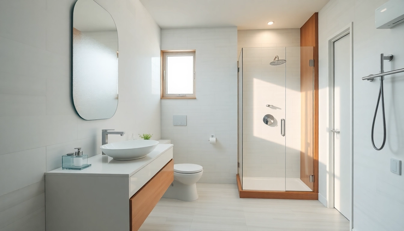 Transform your small bathroom remodels with a modern design featuring sleek fixtures and elegant tiles.