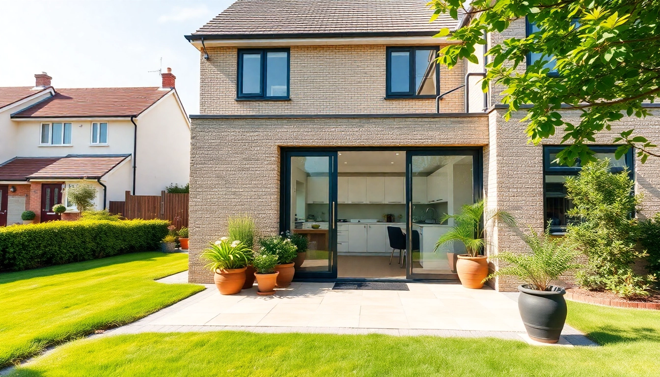 Showcasing home extensions with a stylish modern design connecting indoor and outdoor spaces.