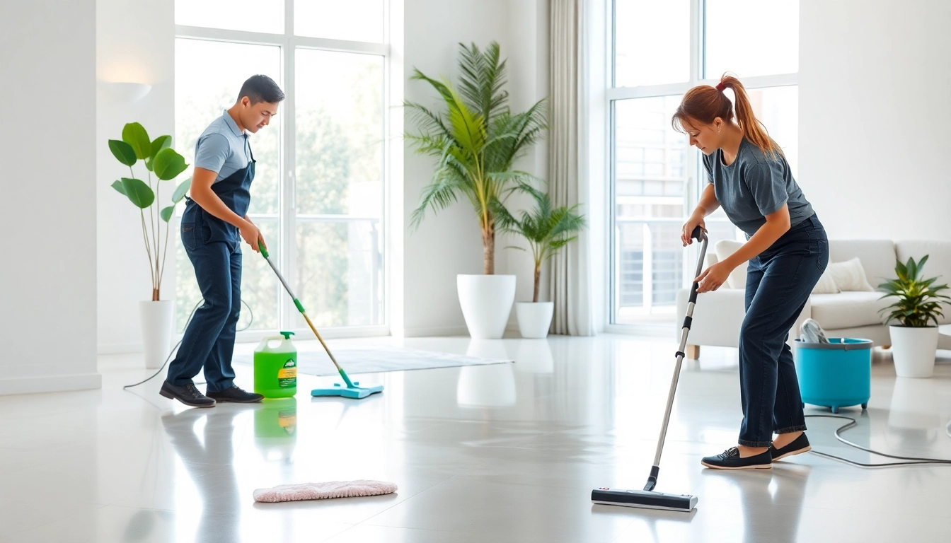 Bond cleaning Brisbane experts thoroughly cleaning an apartment with eco-friendly products.