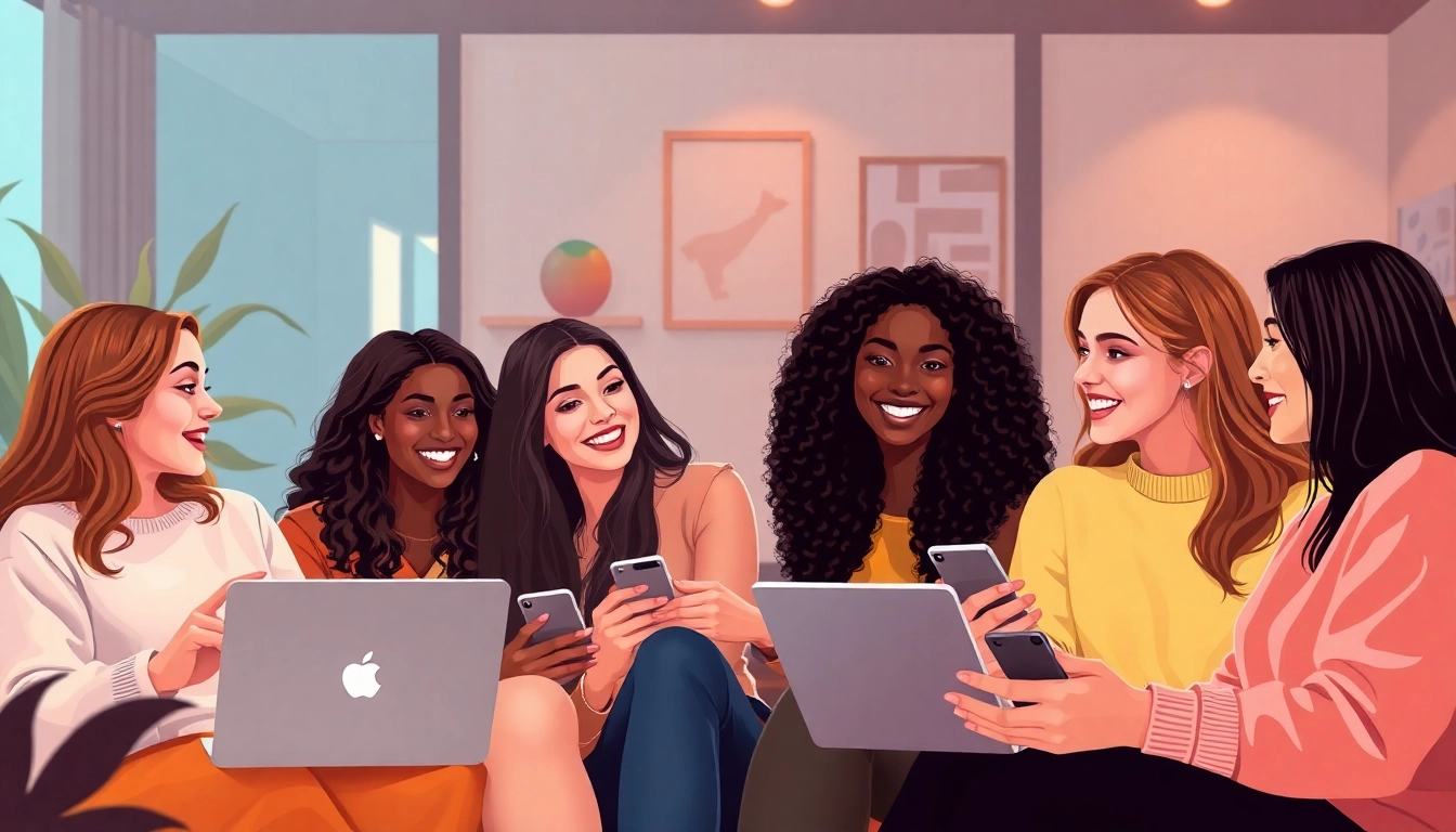Engagingشات بنات environment showcasing diverse young women in a digital chat room.