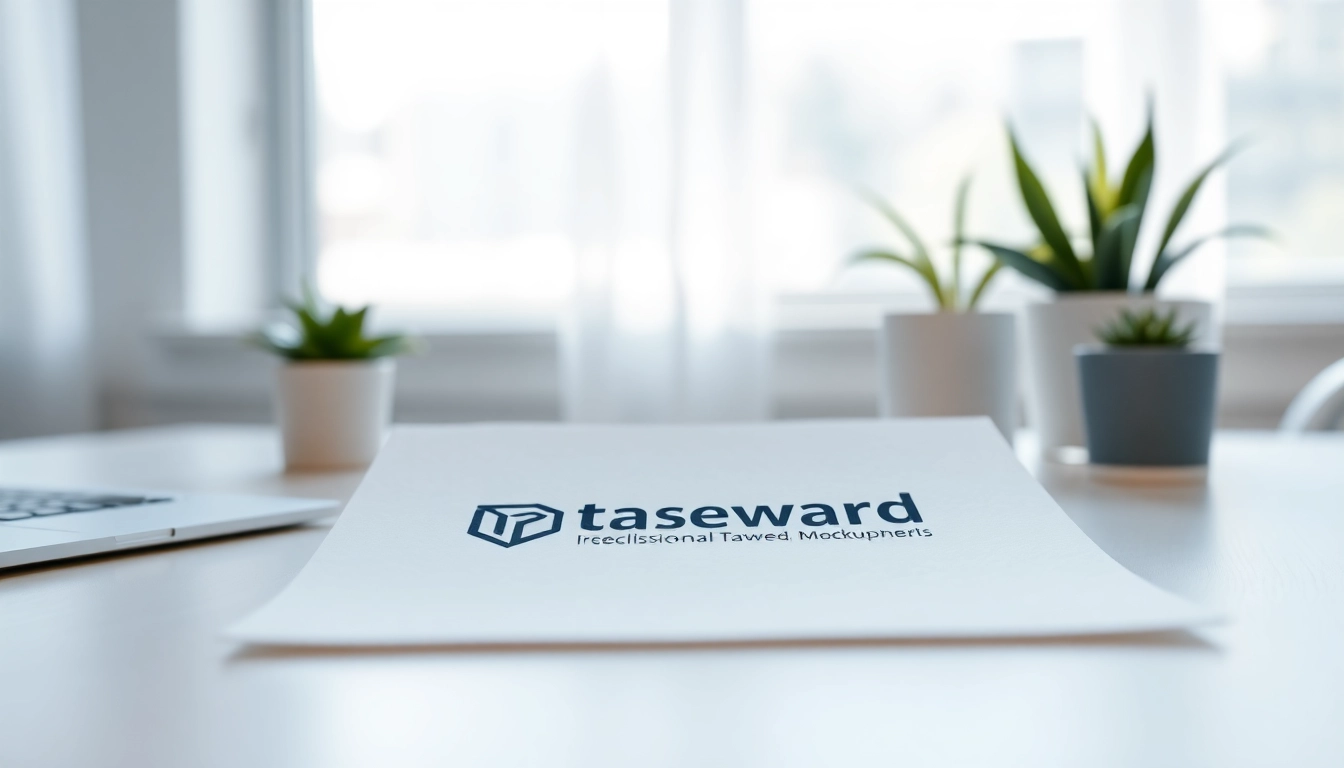 Showcasing a trademark logo on a minimalist desk, emphasizing brand identity.