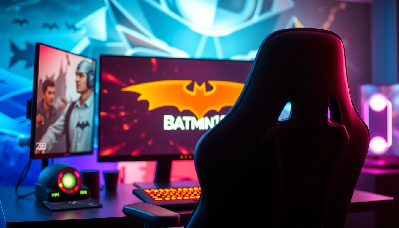 Situs resmi batman138 display in a professional gaming setup, highlighting vibrant accessories and the gaming atmosphere.