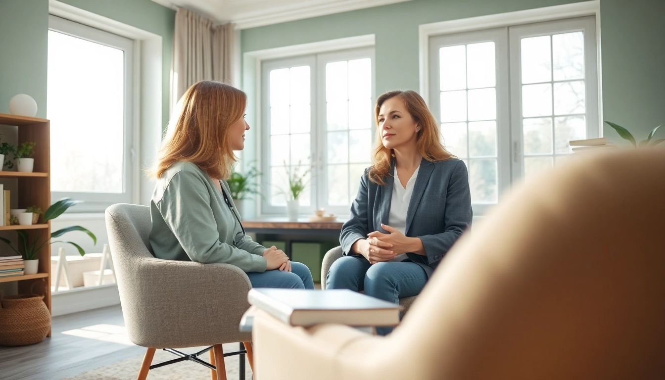 Healing trauma through a supportive therapy session with a caring professional.