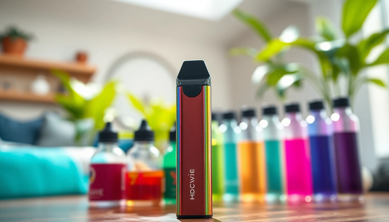 Showcasing the HQD Cuvie vape with vibrant colors and sleek design in a relaxed setting.
