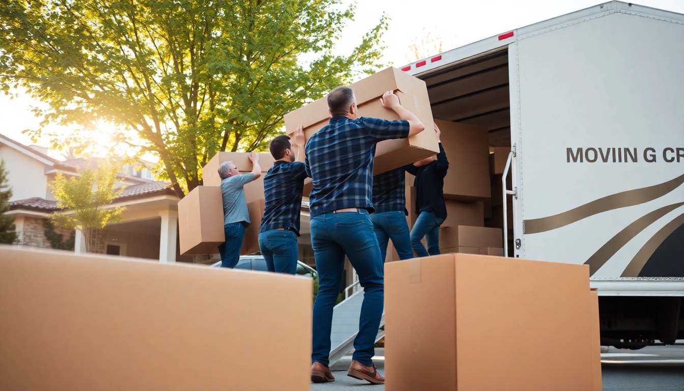 Movers calgary expertly handling furniture during a residential move in a suburban setting.