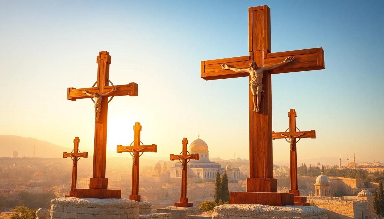 Showcasing Jerusalem crosses, the prominent large cross is enveloped by four smaller crosses.